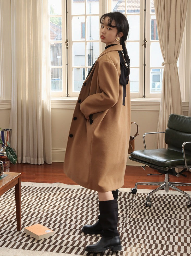 Retro sweet wool long coat