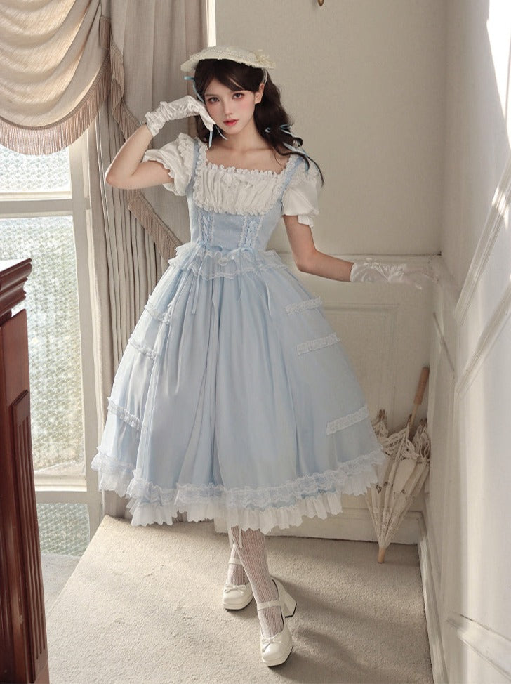 [Reserved Product]  Sweet Blue Lolita Dress + Collar + Ribbon