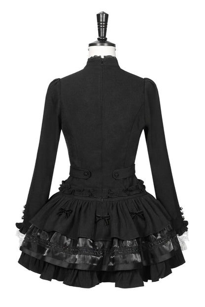 Classical Dark Gothic Lace Diamond Button Dress