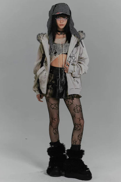 ラビットイヤーフードジップパーカー