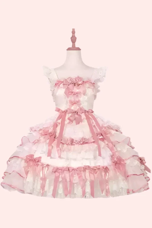 [Reservation deadline on October 18] Rose Garden Floral Pearl Ribbon Tulle Dress