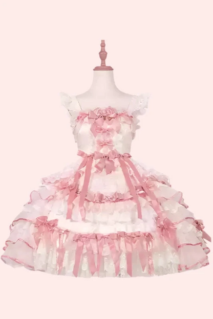 [Reservation deadline on October 18] Rose Garden Floral Pearl Ribbon Tulle Dress