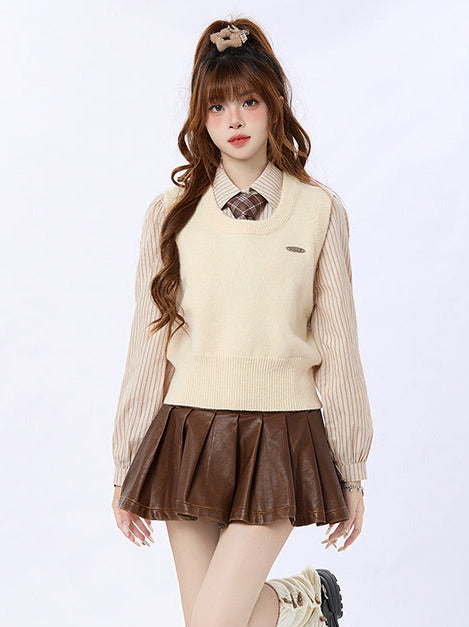 Solid color knit vest