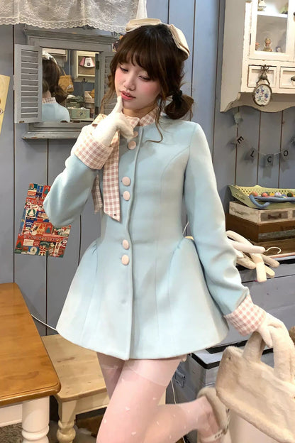 Retro Girly Ice Mint Blue Coat