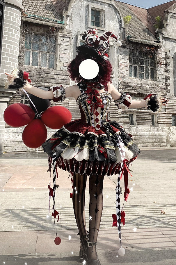 【12月26日予約締切】サーカスクイーンブラックアンドレッドロリータピエロドレス＋フルセットA/B