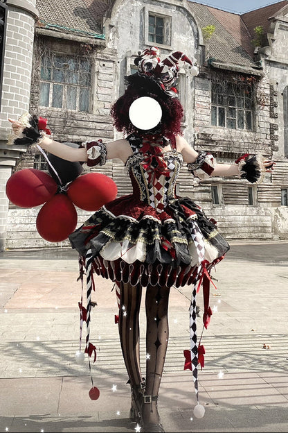 【12月26日予約締切】サーカスクイーンブラックアンドレッドロリータピエロドレス＋フルセットA/B