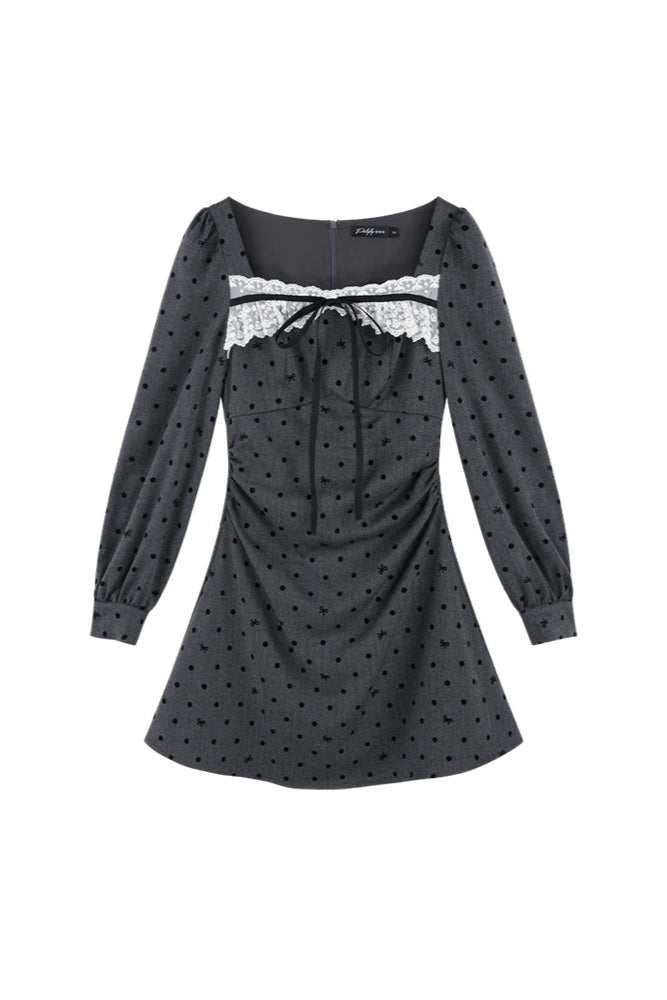 スイートドットスクエアネックドレス