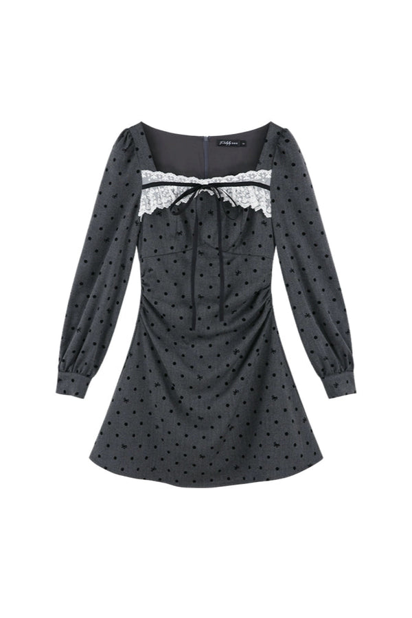 スイートドットスクエアネックドレス