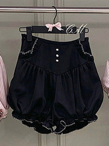 Girly Square Collar Satin Striped Ruffle Top + Pumpkin Bud Pants