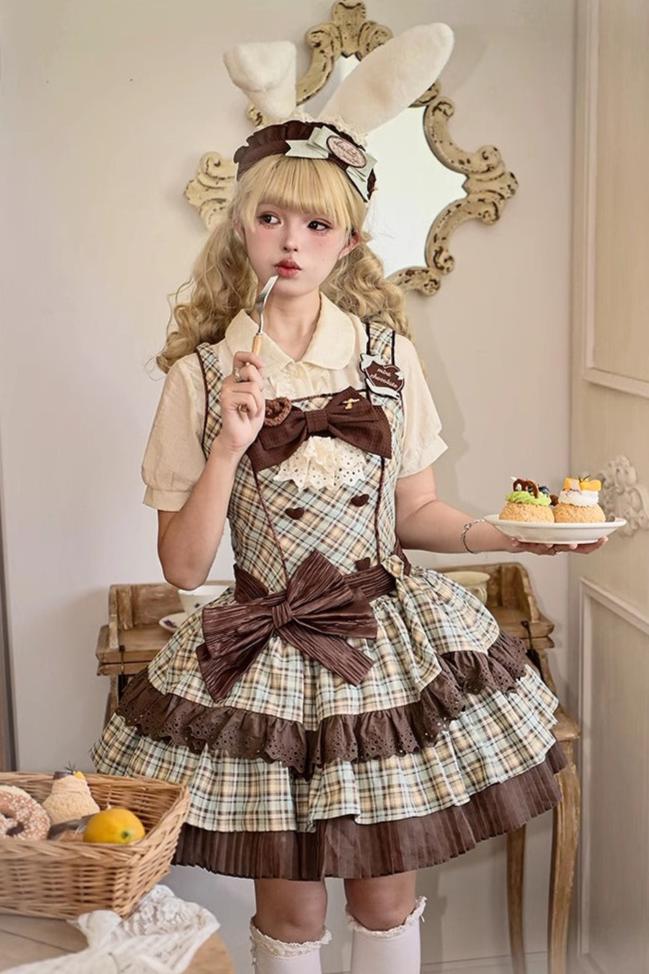 [September 16 Reservation Deadline] Afternoon Tea Sweet Chocolate Check Dress Suit