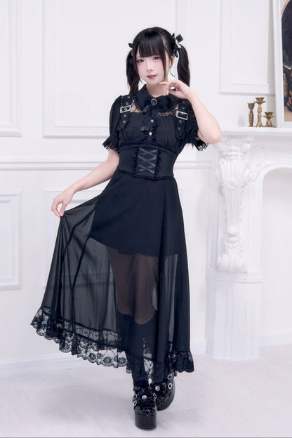 Subculture sheer top + long skirt