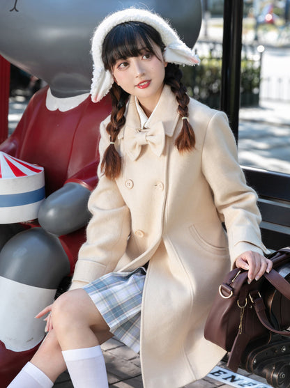 Ribbon Double-Breasted Wool Coat