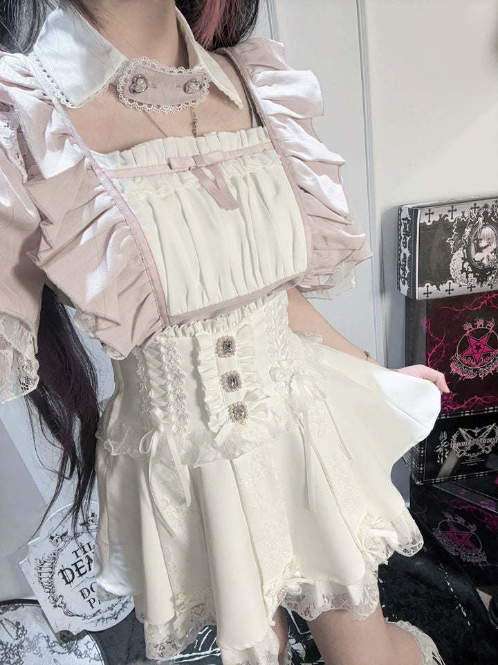 Maid Style Short-Sleeved False Collar Shirt