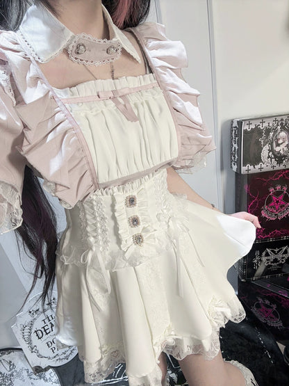 Maid Style Short-Sleeved False Collar Shirt