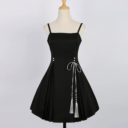 Chinese-Style Embroidery Short Top + Suspender Skirt Suit