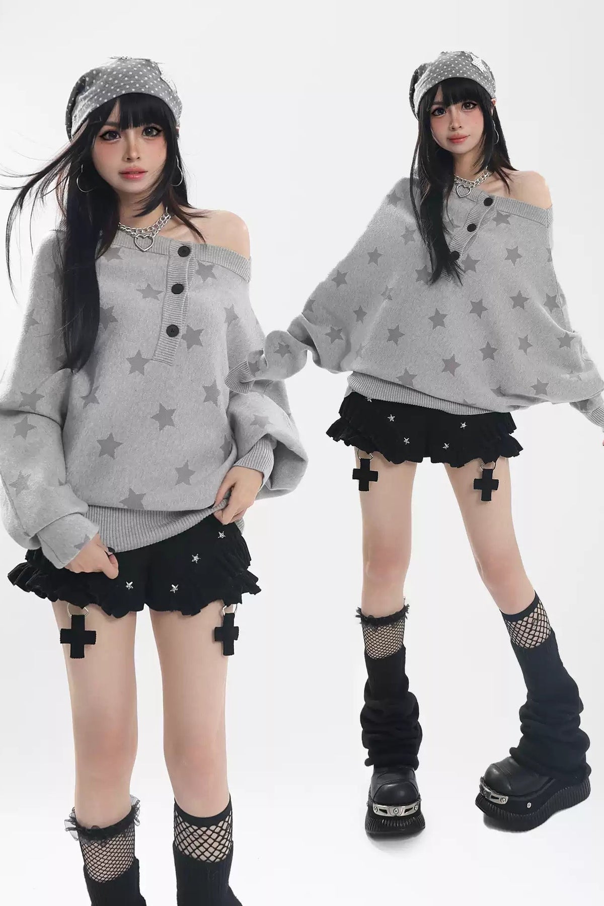 Star Batwing Knit Sweater