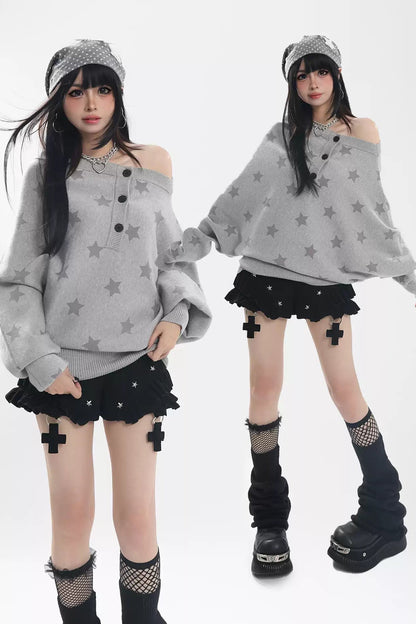 Star Batwing Knit Sweater