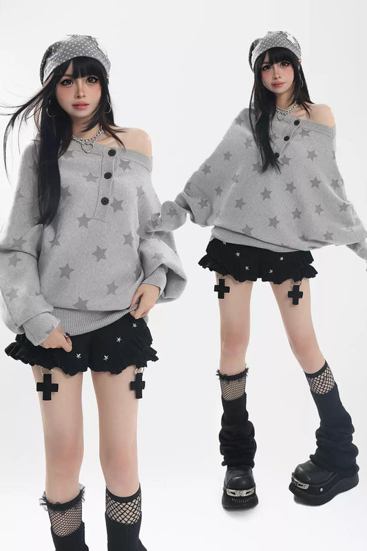 Star Batwing Knit Sweater