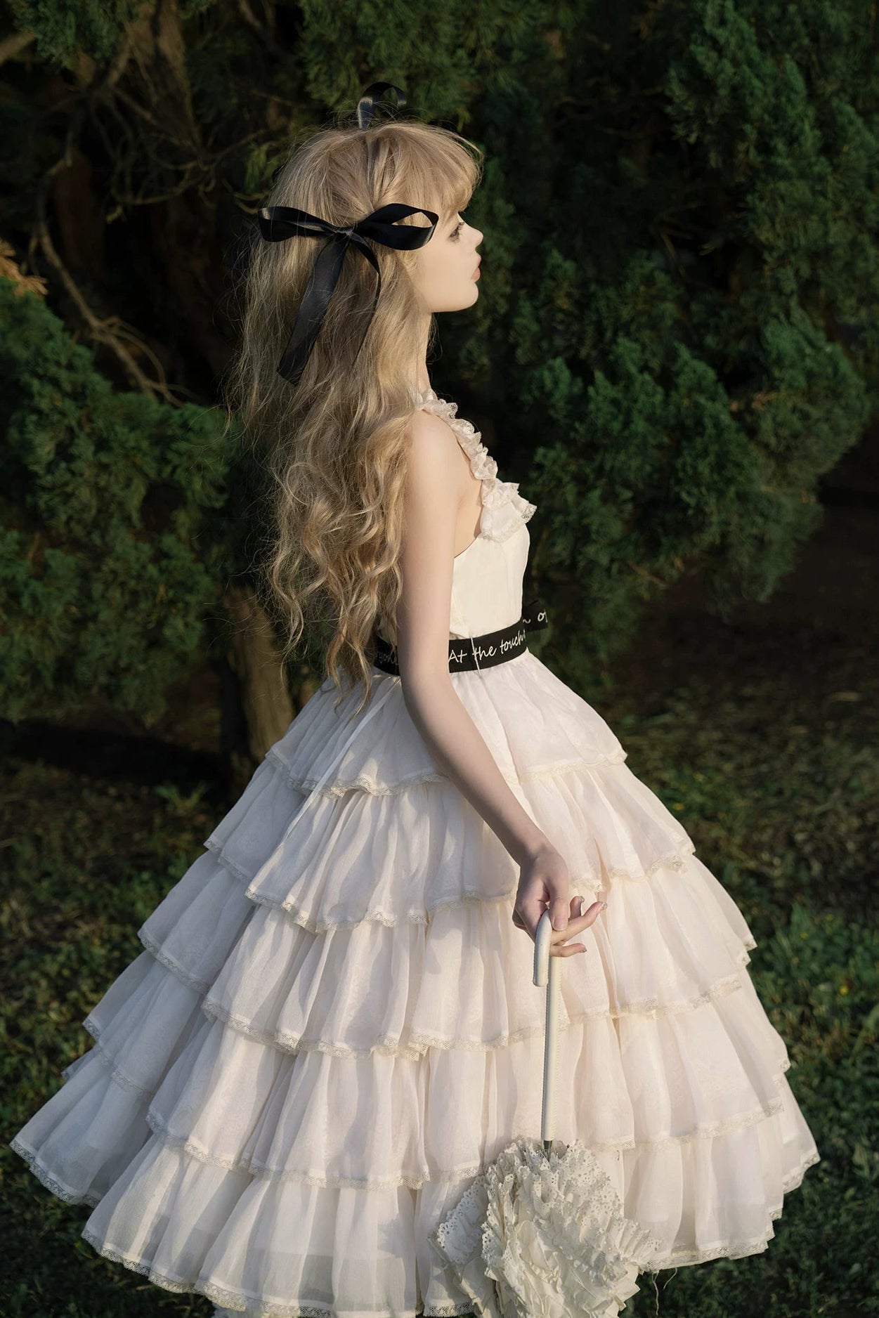 [Pre-order Deadline: July 31] Romantic Sweet Lolita Square-Neck Tiered JKS Ribbon Dress