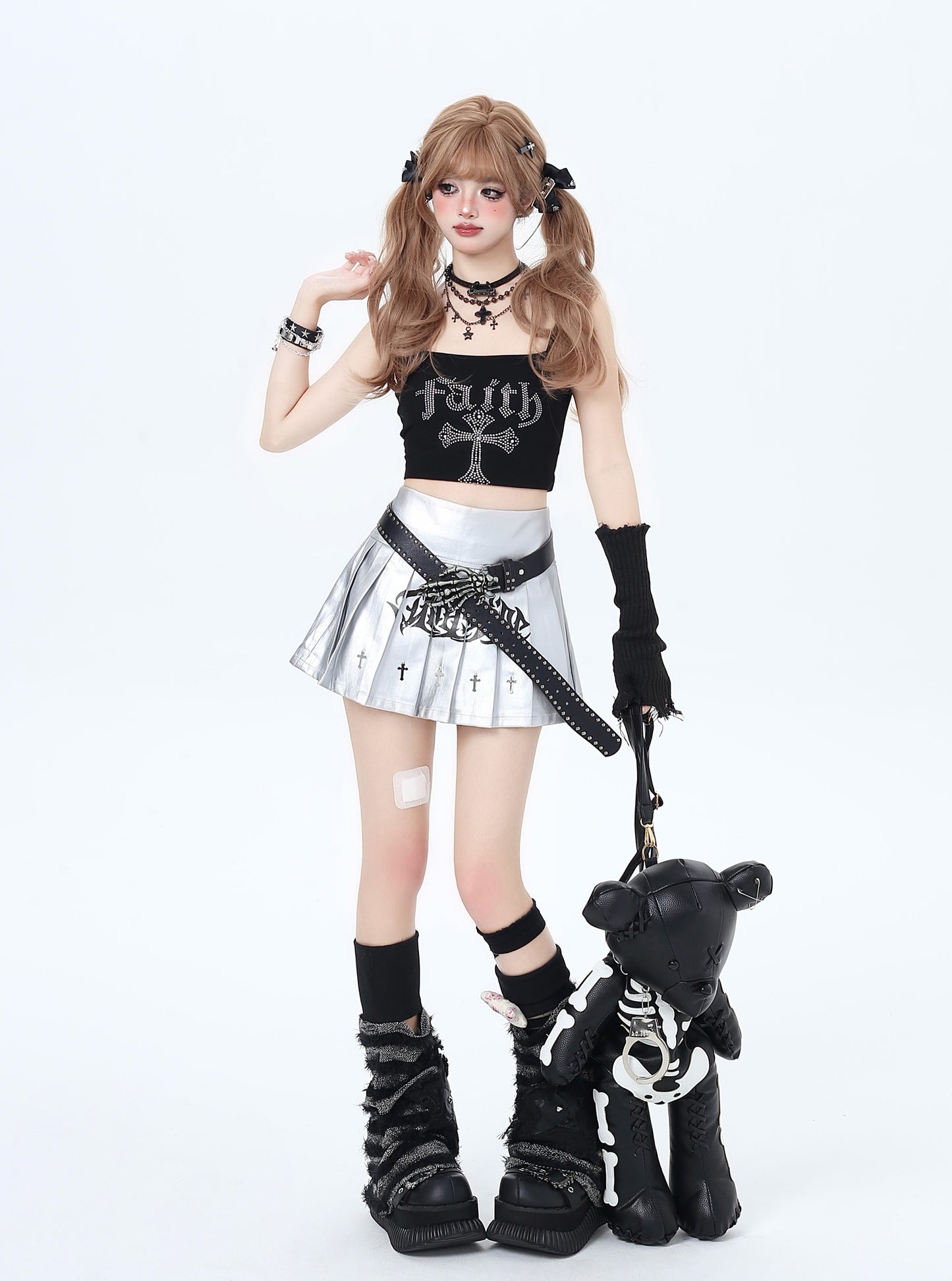 Crazy Girlque Punk Rock Subculture High Waist Leather Skirt