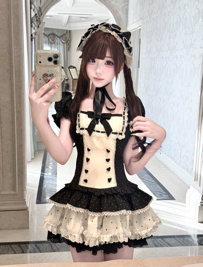 [Pre-order Deadline: June 29] Vintage Black x White Polka Dot Series Accessories (Cat Ear Headband, Leg Warmers, Cat Ear Leg Ring)