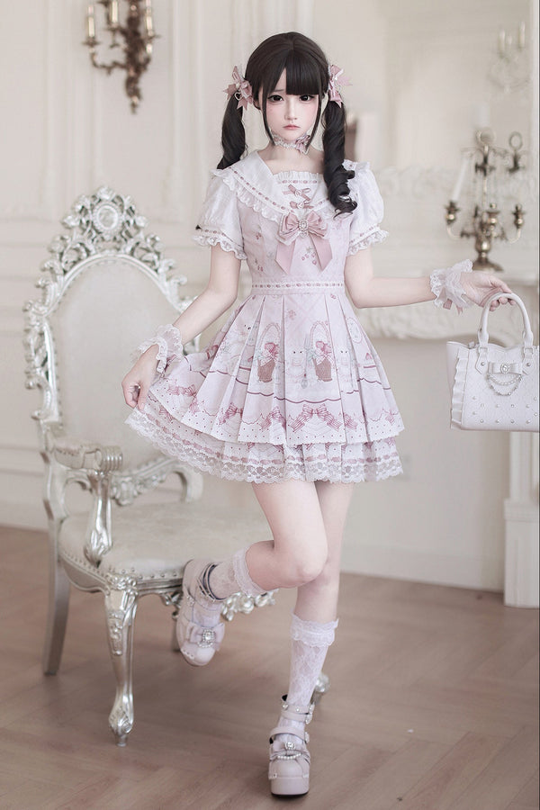 [Pre-order Deadline: April 15] Strawberry Rabbit Sailor Collar Lace Ribbon Dress Matching Set + Complete Set + Accessories