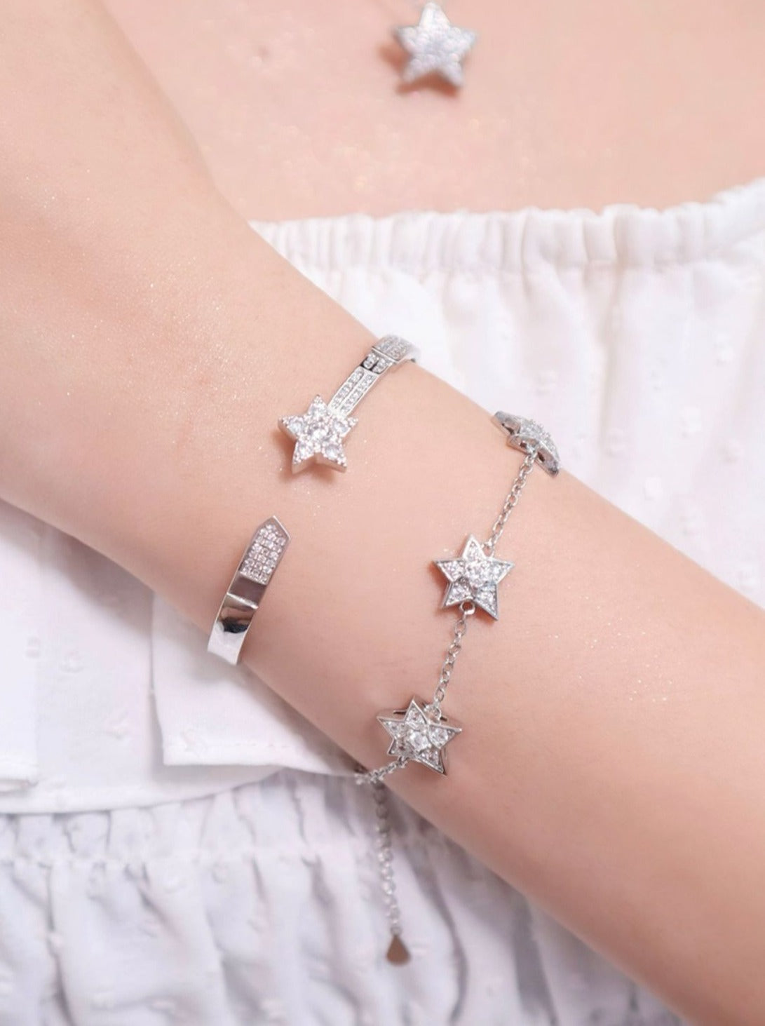 Bracelet en argent étoilé