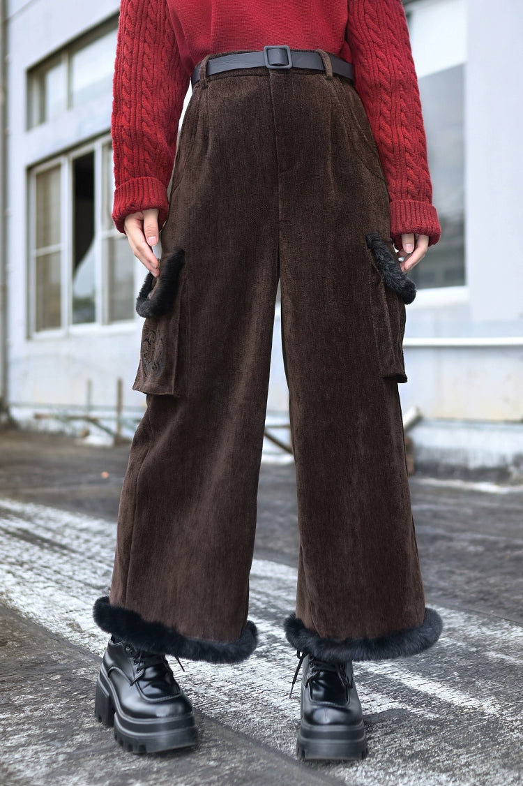 モードエンブロイダードワイドレッグパンツ