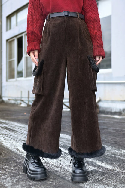 モードエンブロイダードワイドレッグパンツ