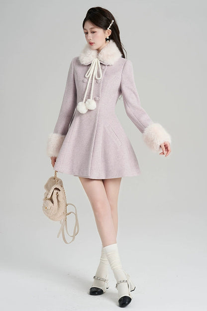 パープルウールンウィンターコート