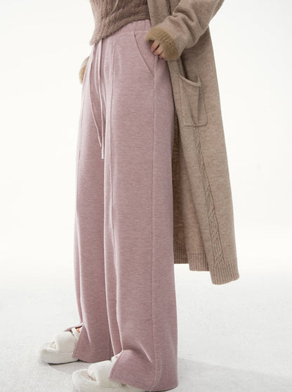 ONEOFUUU Small Man Custom Smoke Pink Purple Knitted Casual Drap Wide Leg Pants Loose Pants Women's Autumn and Winter