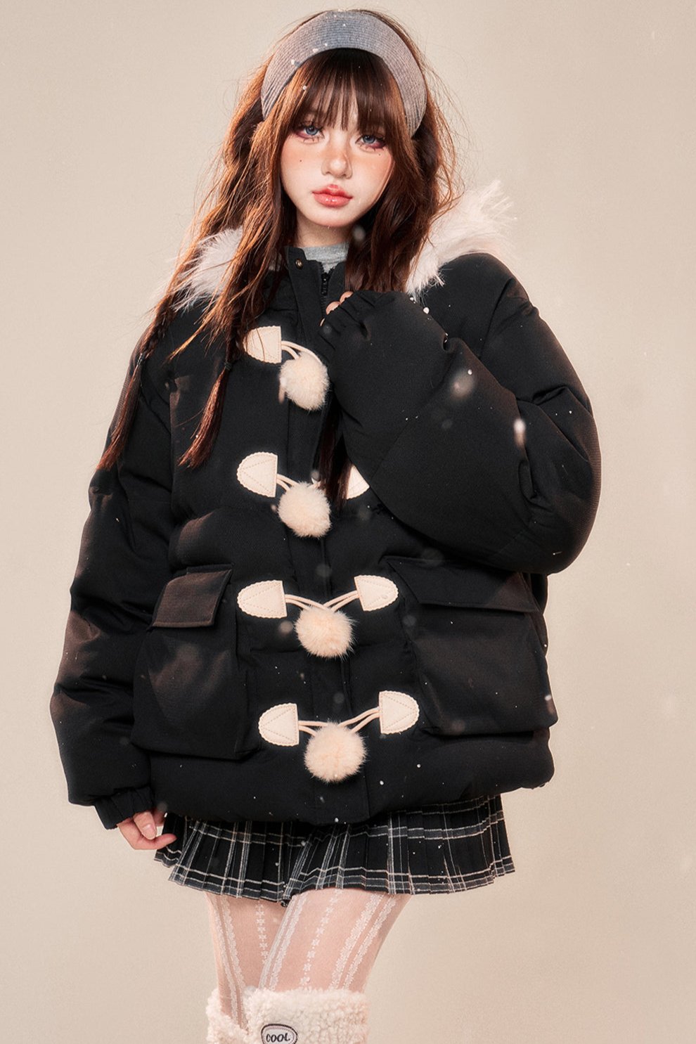 サシーシックンドフーディーコットンジャケット