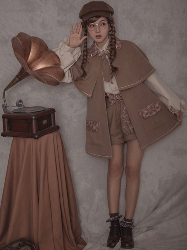 Retro detective wool cloak jacket