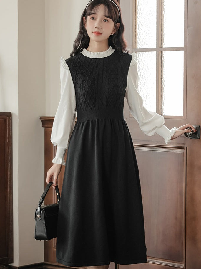 Retro Frilled Collar French Dress