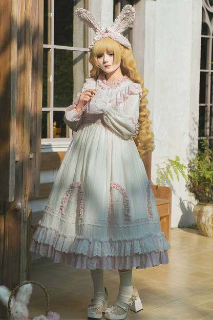 ラビットツインピンクロリータドレス+ラビットヘアバンド