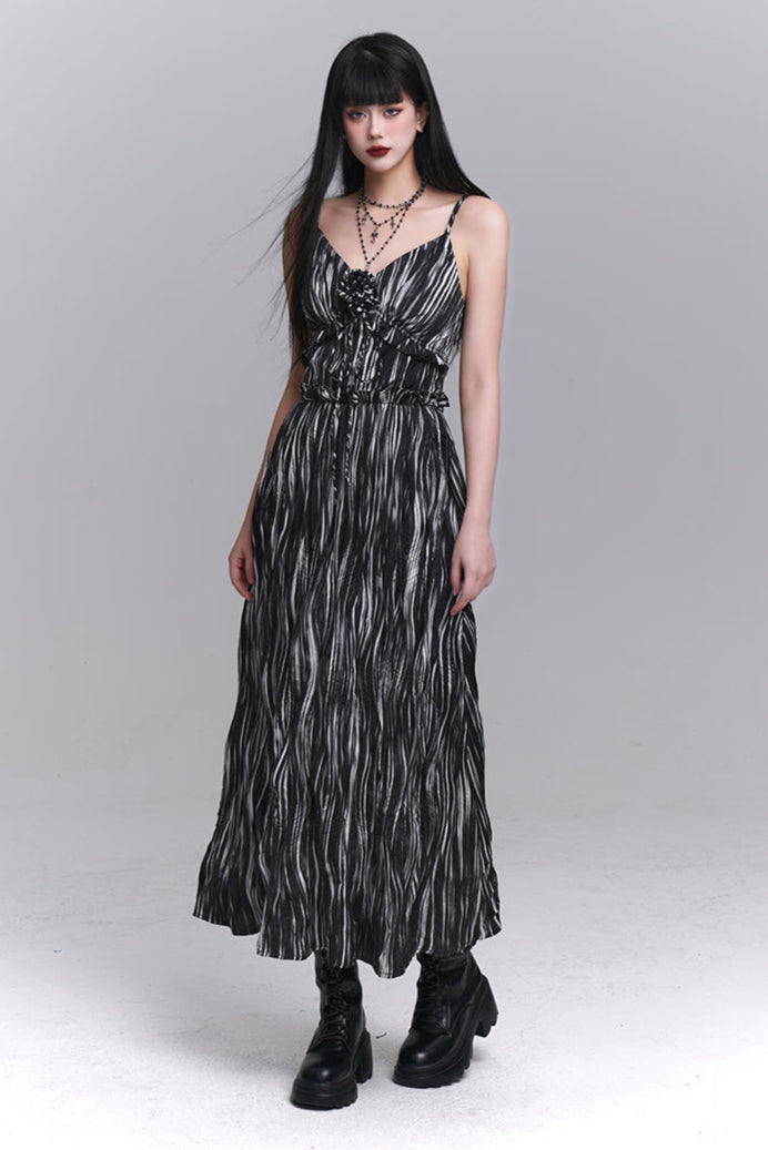 Chic Ghost Girl Suspender Long Dress