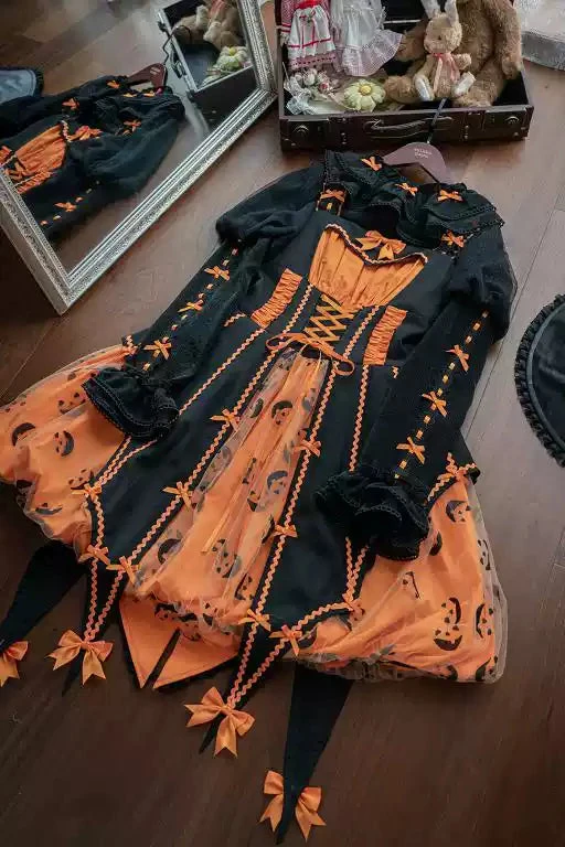 [Reservation deadline on September 28] Halloween Pumpkin Dark Sweet Dress Set