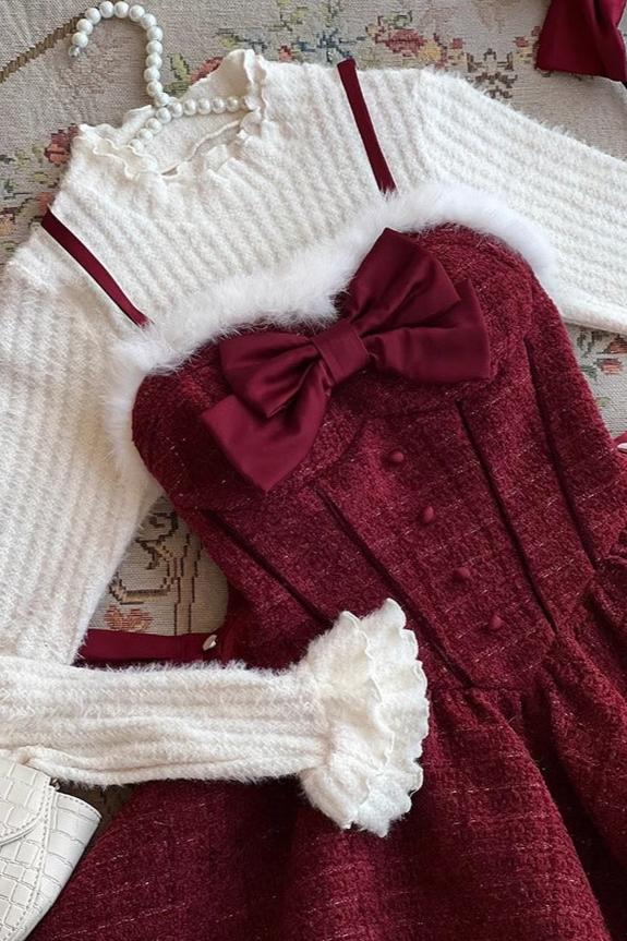 【予約商品】ファーストスノーレッドケープマントドレススーツ＋パニエ