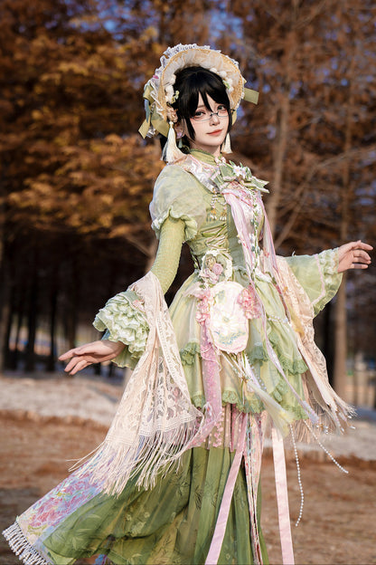 [Mar. 18th reservation deadline] China Lolita Pink Green Horse Face Two Piece Set Complete