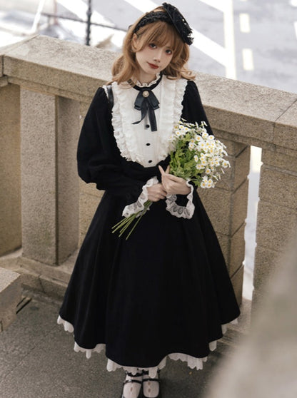 Volume Gothic Maid Lolita Dress + Ribbon