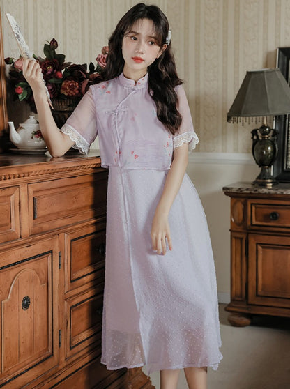 Sheer Purple Chinese Dress