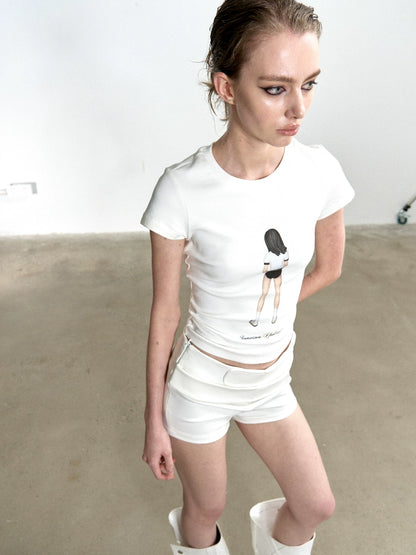 Pantalones cortos ajustados de estilo urbano con cinturón blanco Razar