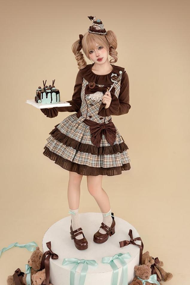 [September 16 Reservation Deadline] Afternoon Tea Sweet Chocolate Check Dress Suit