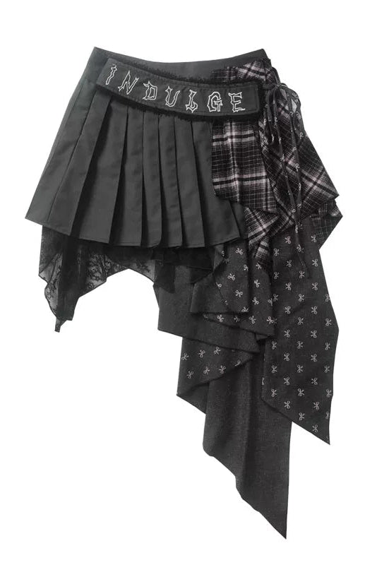 チェックパッチワークアシメスカート