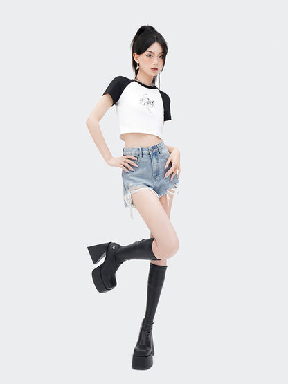 Angel Raglan Cropped T-Shirt