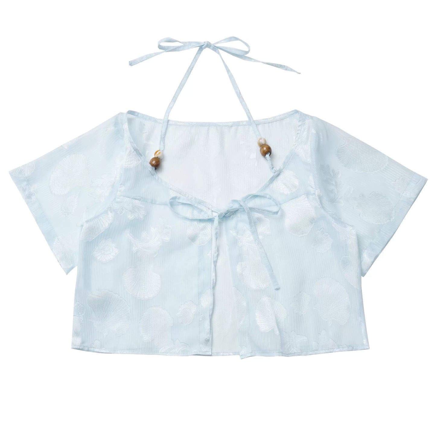 Completo marinaro in chiffon blu trasparente