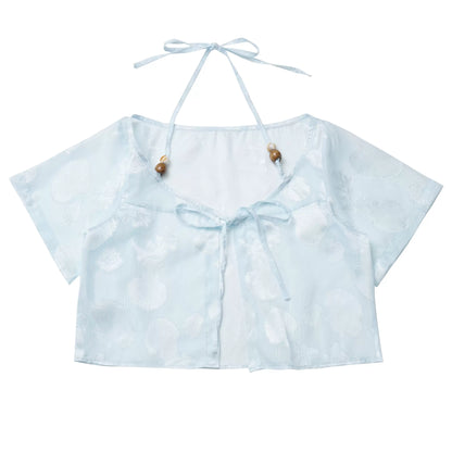 Completo marinaro in chiffon blu trasparente