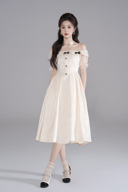 Vestido francés dulce de un hombro