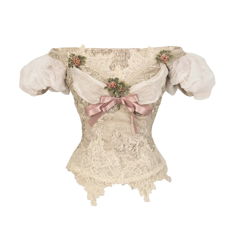 Edwardian Elegant One Shoulder Puff Sleeve Top + Leg Covers