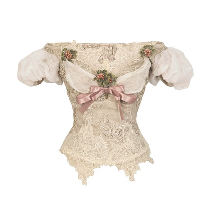 Edwardian Elegant One Shoulder Puff Sleeve Top + Leg Covers